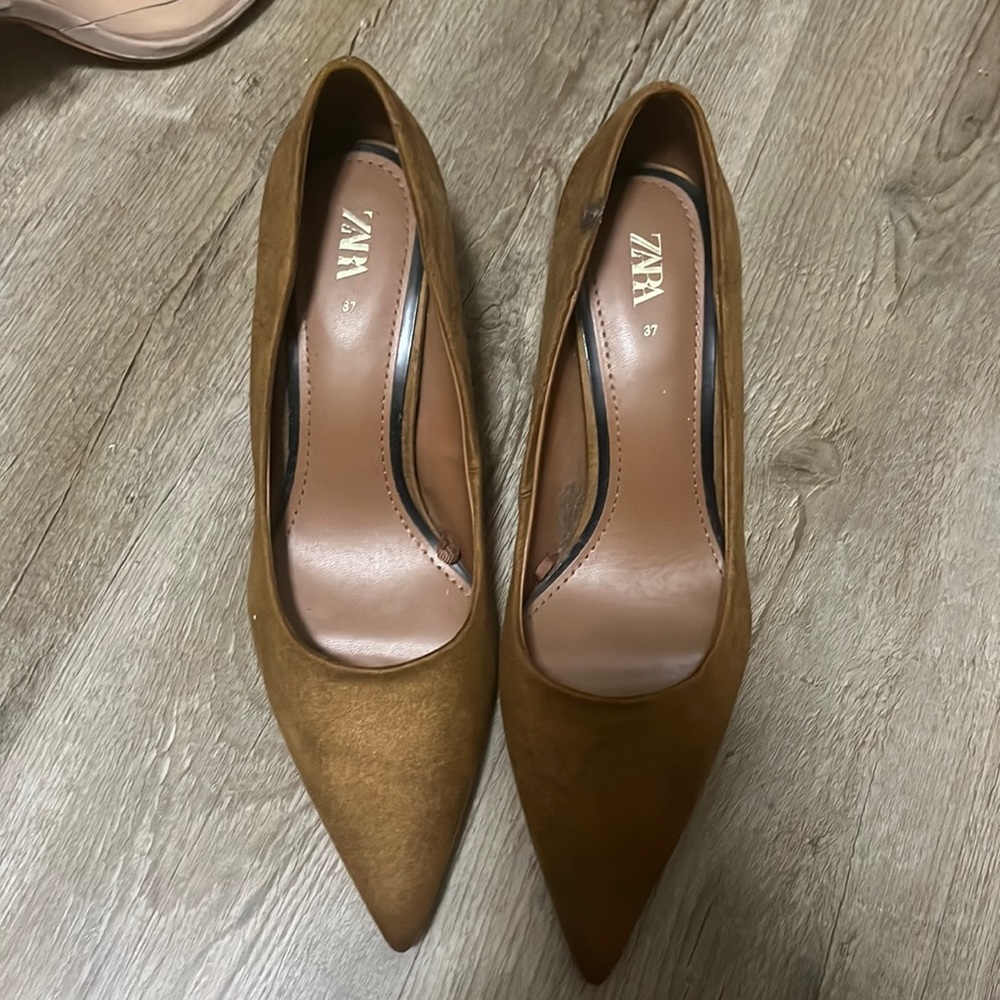 Zara brown chunky heel